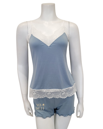 Samantha Chang 1116-9524-IW White Lace Iceberg Modal Cami Set myselflingerie.com
